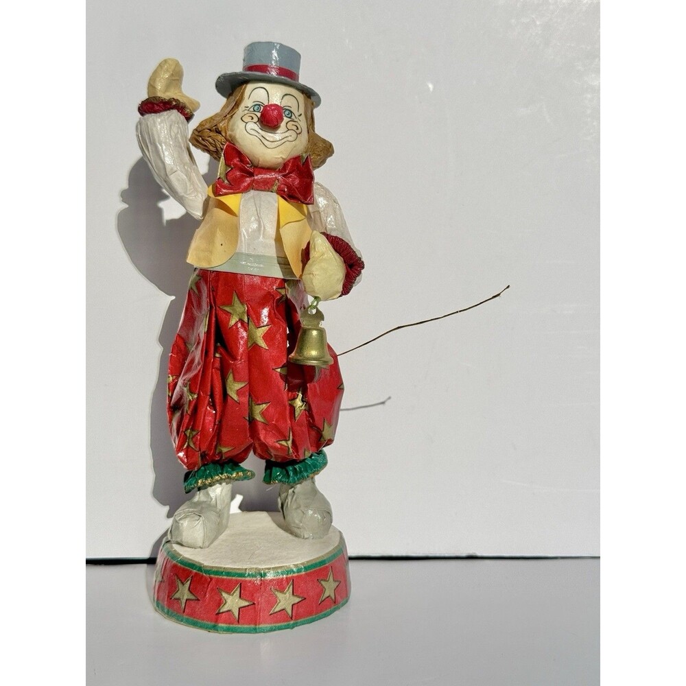 Paper Mache Ringmaster Circus Clown with Bell Figure Ornament